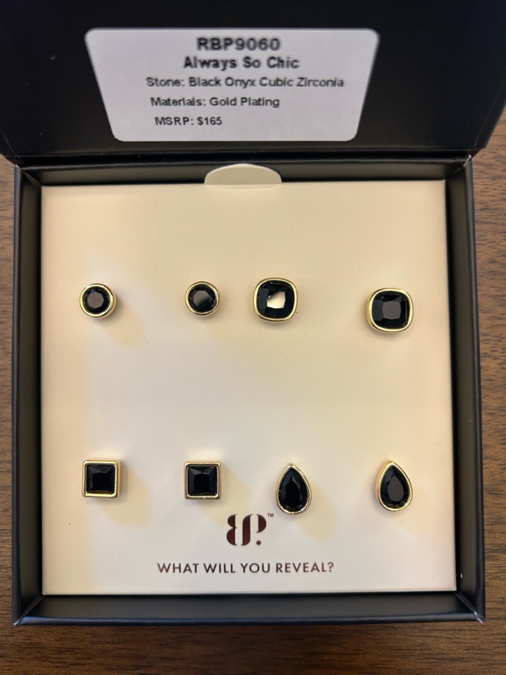 Bomb Party Simply studs Always So Chic Black Onyx Gold-Plated Stud Earring Set